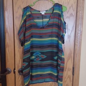 Turquoise Haven serape tunic XL